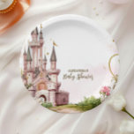 Assiettes En Carton Pink Gold Little Princess Royal Castle Baby Shower<br><div class="desc">Make your baby shower even more magical with our Once Upon a Time Fairytale Castle Baby Shower Paper Plates. Designed to complement your princess-themed celebration, these plates feature a whimsical fairytale castle adorned with soft pastel hues, sparkling details, and delicate gold accents. The enchanting design brings a sense of wonder...</div>