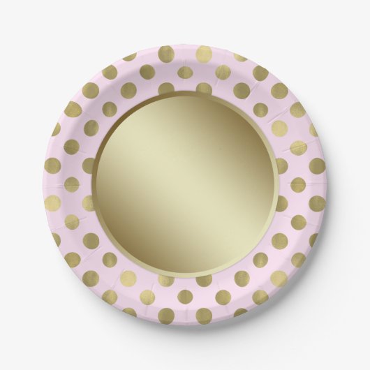 Assiettes En Carton Pink Gold Polka Dot Anniversaire (Devant)