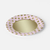 Assiettes En Carton Pink Gold Polka Dot Anniversaire (Angle)