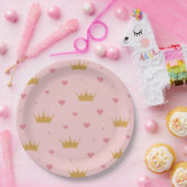 Assiettes En Carton Pink & Gold Princess Pattern Paper Plate (Fête)