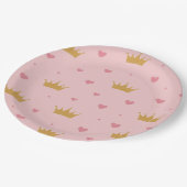 Assiettes En Carton Pink & Gold Princess Pattern Paper Plate (Angle)
