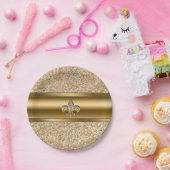 Assiettes En Carton Pink & Gold Sparktery Fleur de lis (Fête)