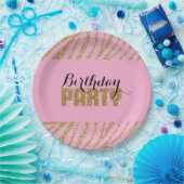 Assiettes En Carton Pink Gold Zebra Imprimer Faux Parties scintillant  (Fête)
