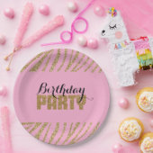 Assiettes En Carton Pink Gold Zebra Imprimer Faux Parties scintillant  (Fête)