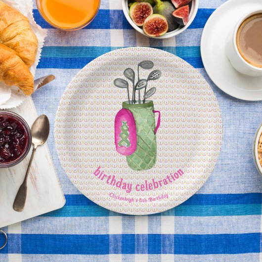Assiettes En Carton Pink Green Masters Golf Anniversaire