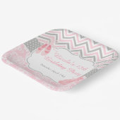 Assiettes En Carton Pink & Grey Chevron Ballerina Anniversaire (Angulaire)