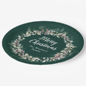 Assiettes En Carton Pink Holly Wreath Joyeux Noël (Angle)