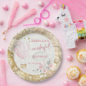 Assiettes En Carton Pink Hot Air Balloon N'est-elle pas Onerderful Ann (Fête)