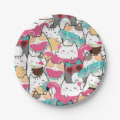 Assiettes En Carton Pink Kawaii Cats Pool Party Anniversaire (Devant)