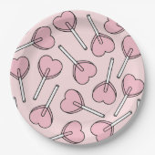 Assiettes En Carton Pink Lollipops, Heart Lollipops, Lollipop Pattern (Devant)