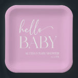 Assiettes En Carton Pink Minimalist Hello Baby shower bébé<br><div class="desc">Ce sont des Plaques en papier de Baby shower de bébé minimaliste rose!</div>