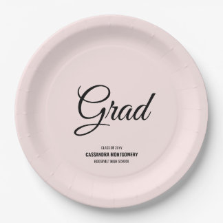 Assiettes En Carton Pink Minimalist Moderne Graduation Party