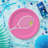 Assiettes En Carton Pink Modern Tennis Ball White Racket (Fête)