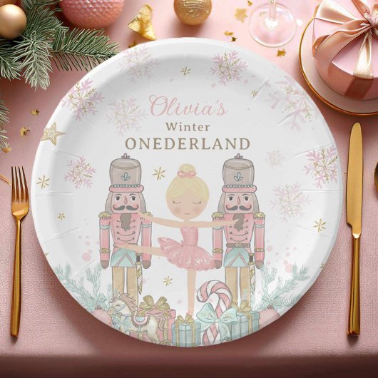 Assiettes En Carton Pink Nutcracker Winter Onederland 1er anniversaire