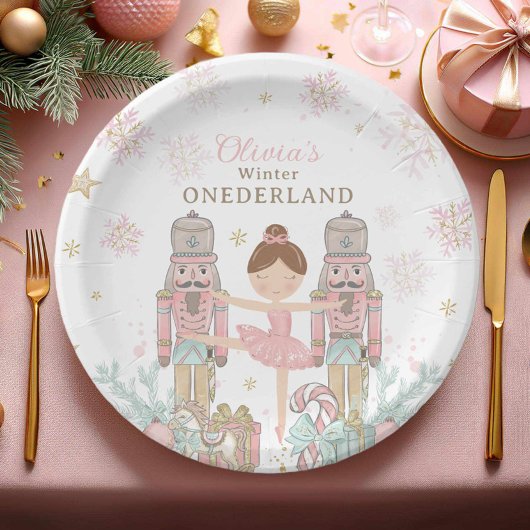 Assiettes En Carton Pink Nutcracker Winter Onederland 1er anniversaire
