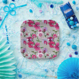 Assiettes En Carton Pink Orchids