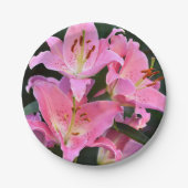 Assiettes En Carton Pink Oriental Lilies Floral (Devant)