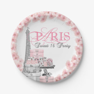 Assiettes En Carton Pink Paris Sweet 16 Anniversaire