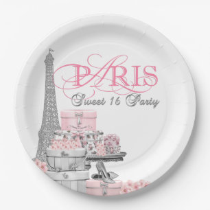 Assiettes En Carton Pink Paris Sweet 16 Anniversaire