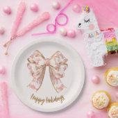 Assiettes En Carton Pink Pastel Elegant Christmas Bow Paper Plates (Fête)