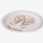 Assiettes En Carton Pink Pastel Elegant Christmas Bow Paper Plates (Angle)
