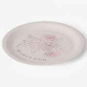 Assiettes En Carton Pink Pearl Botanique (Angle)