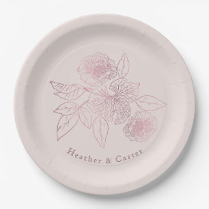 Assiettes En Carton Pink Pearl Botanique