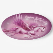 Assiettes En Carton Pink Pegasus "Joyeux anniversaire" (Angle)