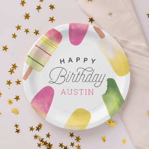 Assiettes En Carton Pink Popsicle Parti Anniversaire de enfant personn