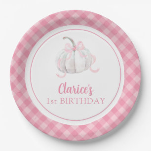 Assiettes En Carton Pink Preppy Citrouille Premier Anniversaire Plaque