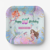 Assiettes En Carton Pink Purple Glitter Mermaids 10th Birthday Party (Recto)