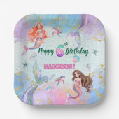 Assiettes En Carton Pink Purple Glitter Mermaids 6th Birthday Party (Recto)
