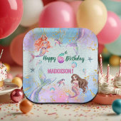 Assiettes En Carton Pink Purple Glitter Mermaids 6th Birthday Party