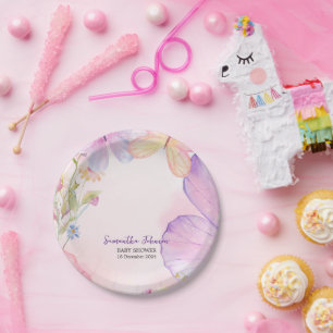 Assiettes En Carton Pink Purple Oh Baby Butterfly Baby shower