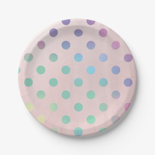Assiettes En Carton Pink Rainbow Pastel Pois fête d'anniversaire (Devant)