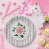 Assiettes En Carton Pink Roses  (Fête)