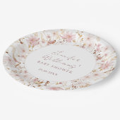 Assiettes En Carton Pink rustique petite fleur sauvage bébé douche (Angle)