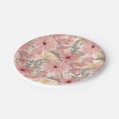 Assiettes En Carton Pink Sage Vert Floral Feuille Motif d'aquarelle (Angle)