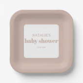 Assiettes En Carton Pink Sandstone Typography Baby Shower (Recto)