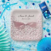Assiettes En Carton Pink Satin Bow sur dentelle pour Anniversaire (Fête)