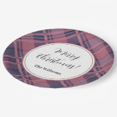 Assiettes En Carton Pink Scottish Lady Tartan Motif Joyeux Noël (Angle)