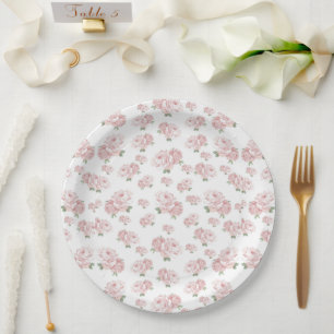 Assiettes En Carton Pink Shabby Chic Vintage bébé fille douche