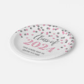 Assiettes En Carton Pink Silver Confetti Graduation 2024 (Angle)