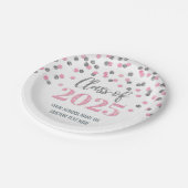 Assiettes En Carton Pink Silver Confetti Graduation 2025 (Angle)