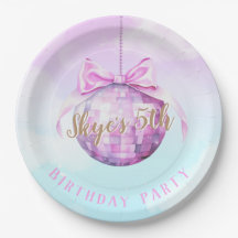 Pink Sky Discoball Girl Anniversaire Invitation