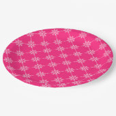 Assiettes En Carton Pink Snowflakes Diagonal Carré Motif (Angle)