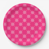 Assiettes En Carton Pink Snowflakes Diagonal Carré Motif (Devant)