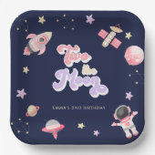 Assiettes En Carton Pink Space Two Moon Anniversaire (Recto)
