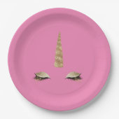 Assiettes En Carton Pink Sparkle Gold Glam Unicorne (Devant)