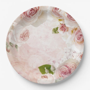 Assiettes En Carton Pink Spring Flower Rose Pastel Collage